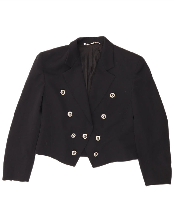 Trevira Dame Dobbeltradet Blazer Jacket UK 16 Large Navy Blue