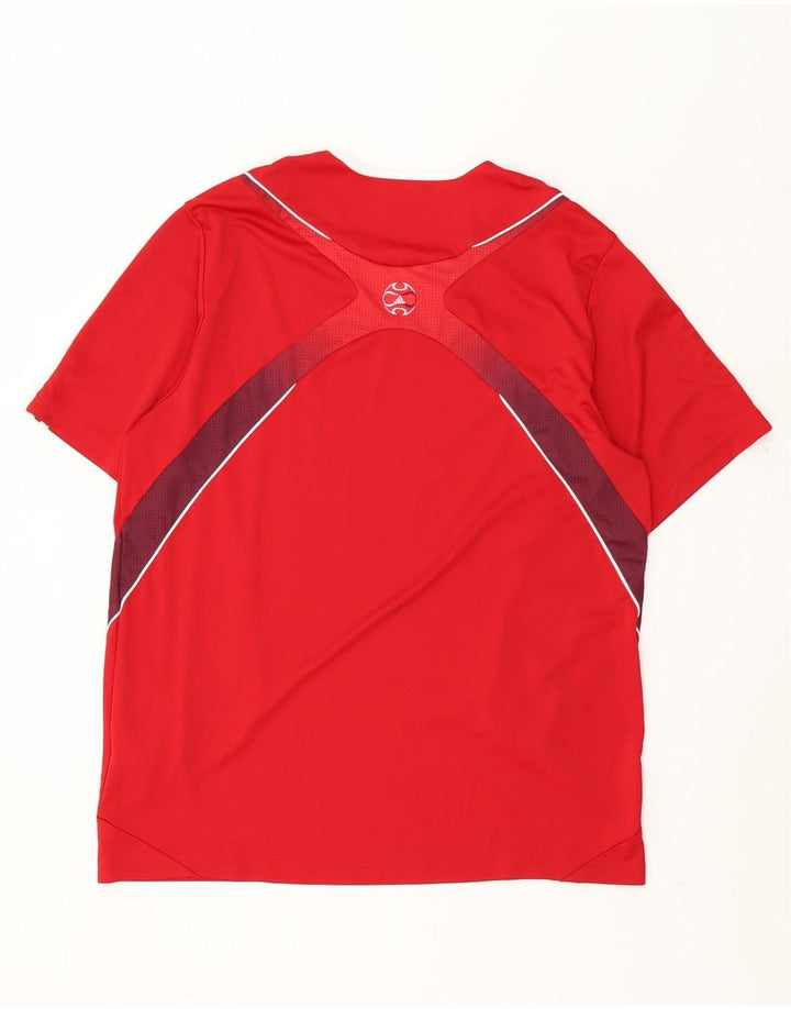 Adidas Herre Climalite T-Shirt Top Stor Rød Colourblock Polyester
