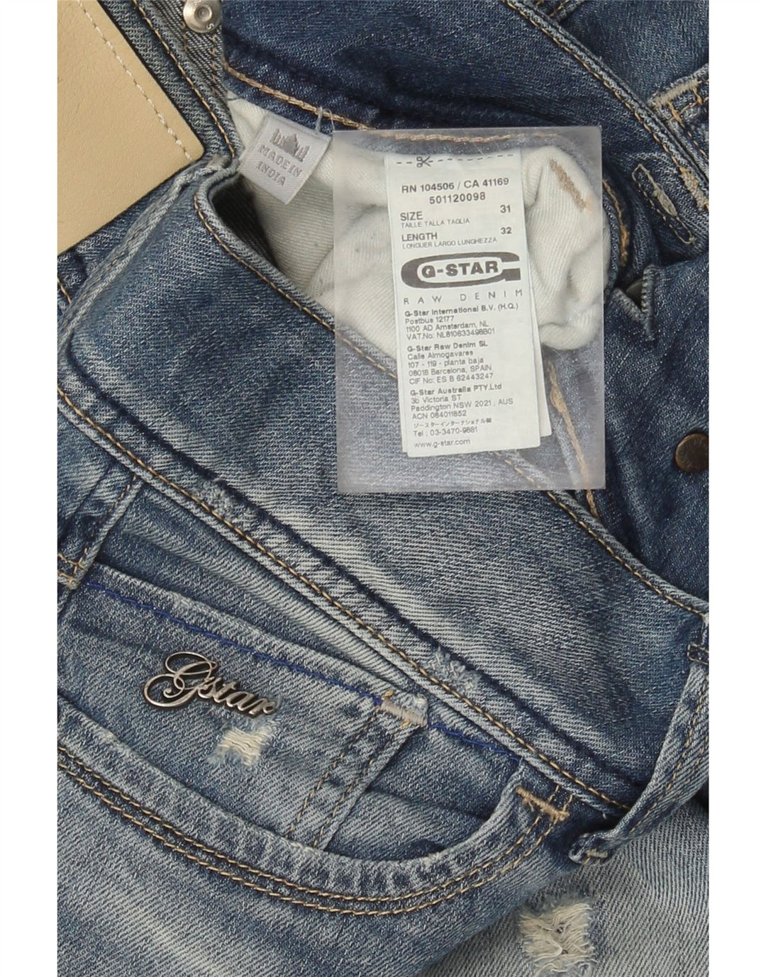 G-Star Dame Distressed Straight Jeans W31 L32 Blå Bomuld