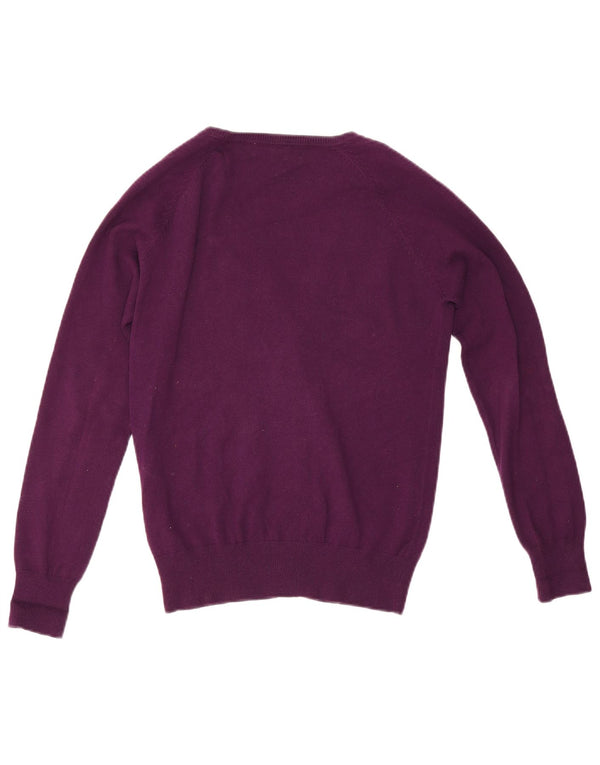 Zara Dame Cardigan Sweater UK 12 Medium Lilla Bomuld