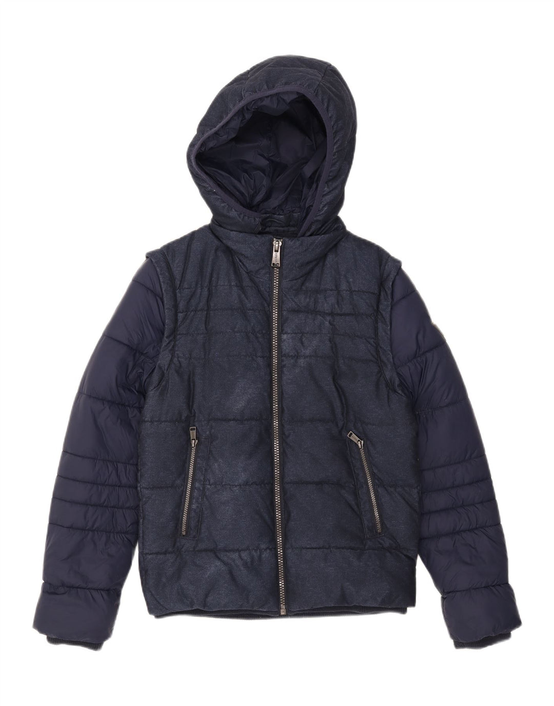 Guess Herre hættepolstret jakke UK 36 Small Navy Blue Polyester
