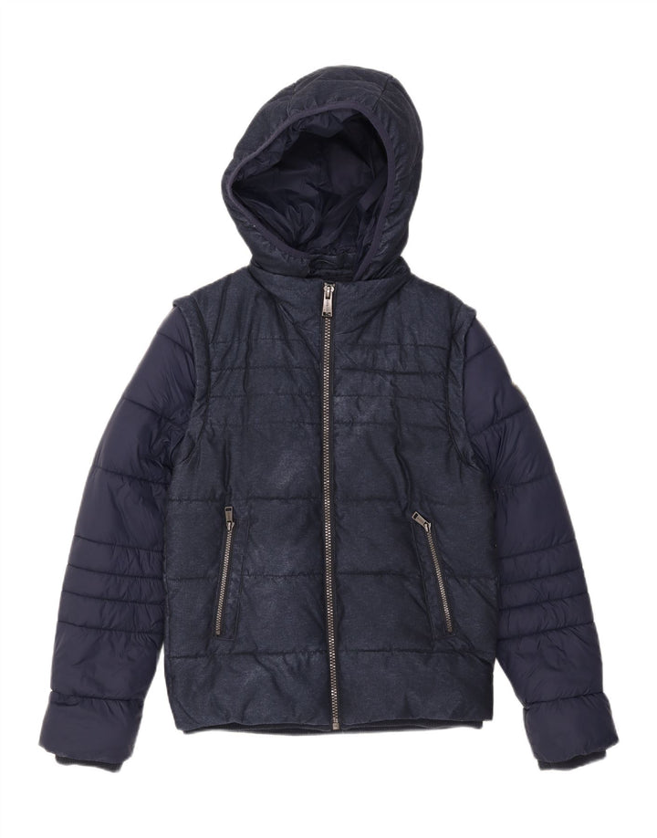 Guess Herre hættepolstret jakke UK 36 Small Navy Blue Polyester