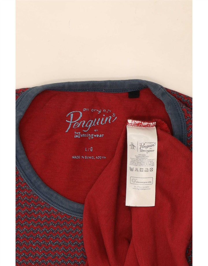 Penguin Herre T-Shirt Top Stor Rød Chevron