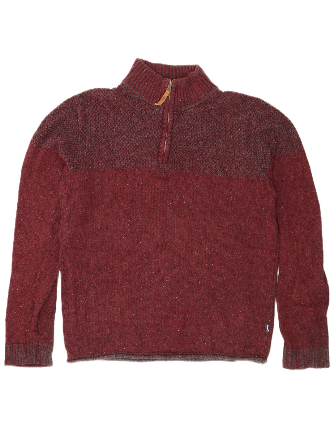 Fedt ansigt Herre lynlås-hals sweater Medium Bourgogne Flecked Bomuld