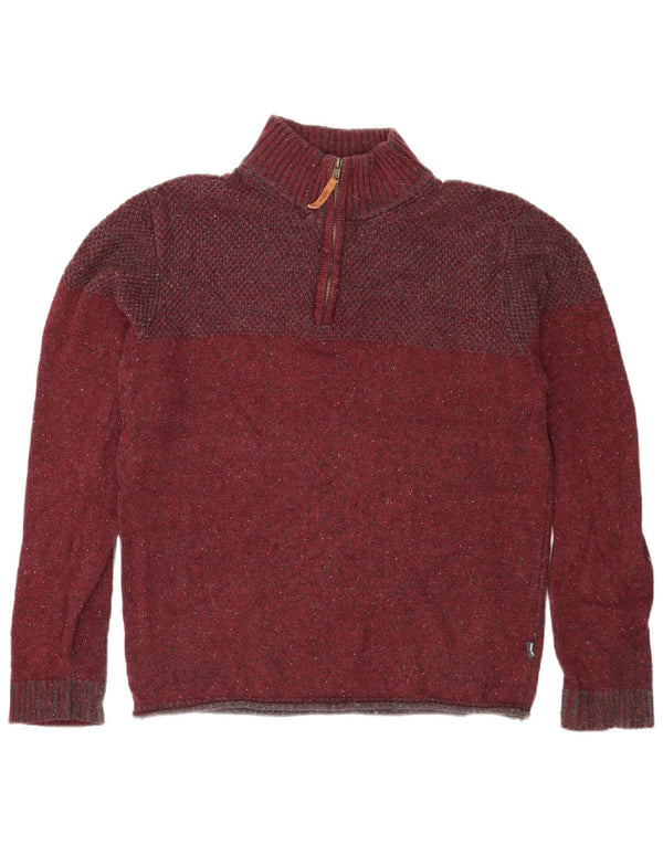 Fedt ansigt Herre lynlås-hals sweater Medium Bourgogne Flecked Bomuld