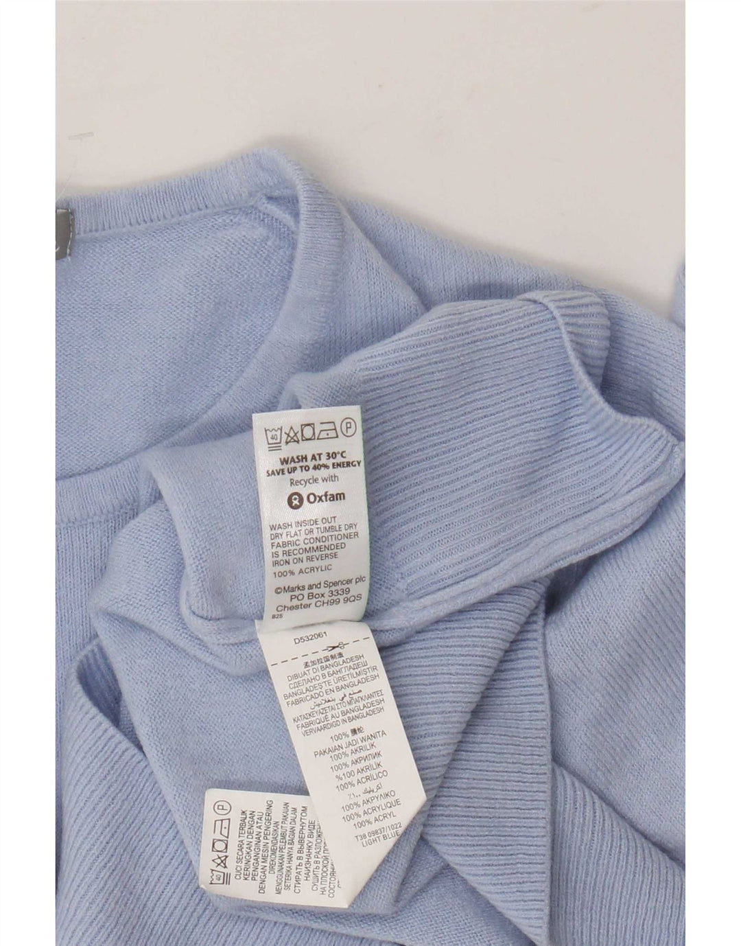 Marks & Spencer Dame sweater med rund hals DK 8 Lille blå akryl