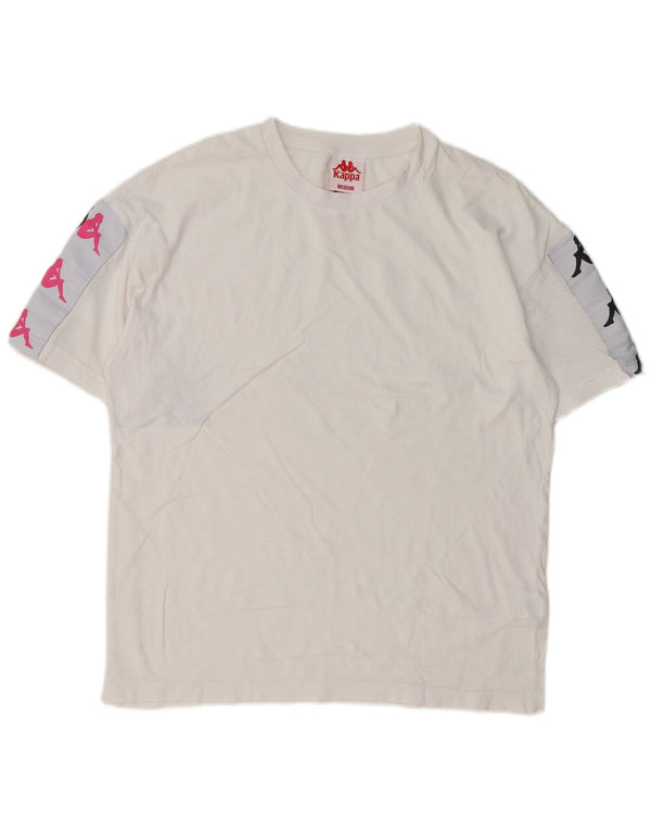 Kappa Herre Grafisk T-Shirt Top Medium Hvid Bomuld