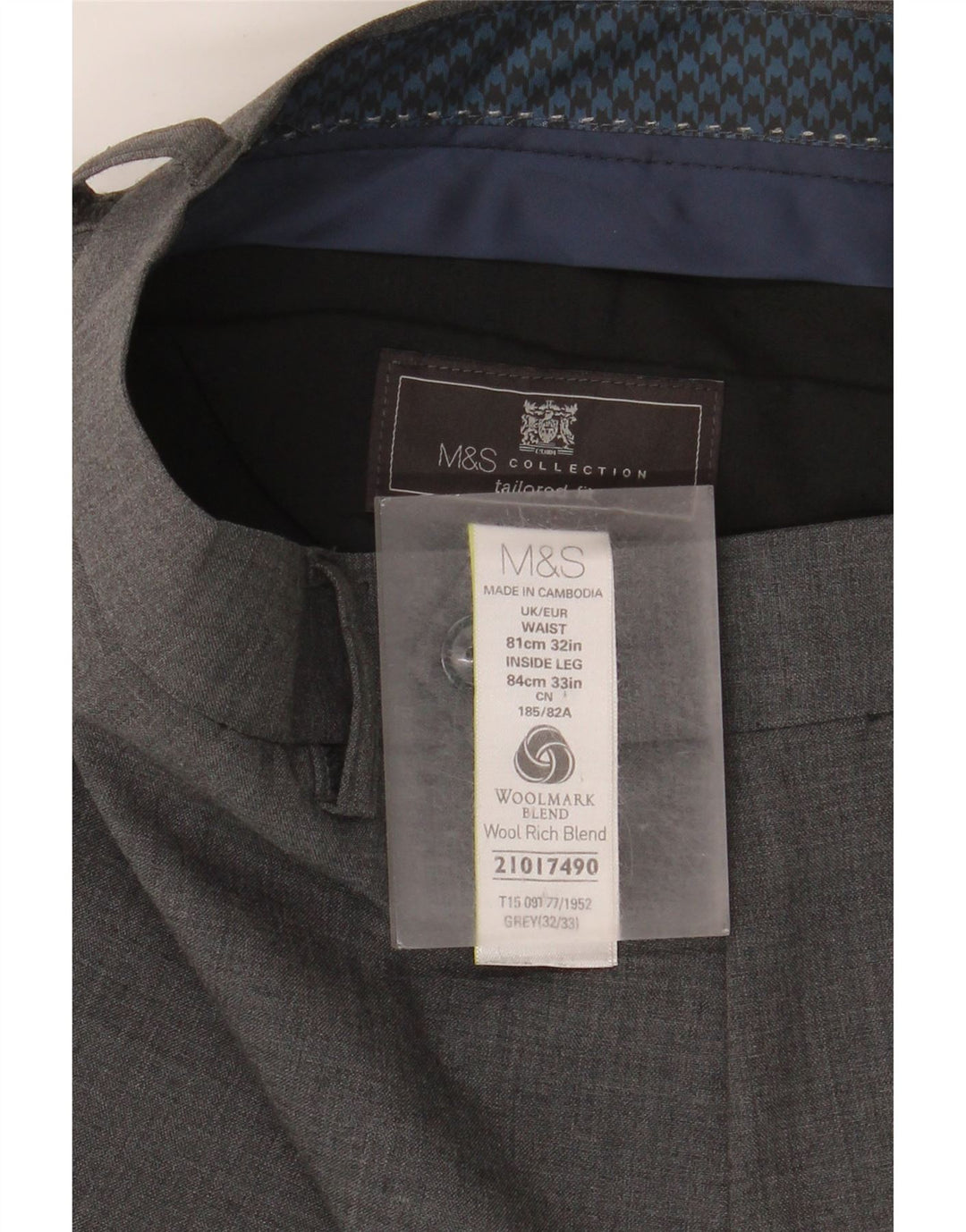 Marks & Spencer Herre Skræddersyet Fit Slim Suit Bukser W32 L33 Grå Uld