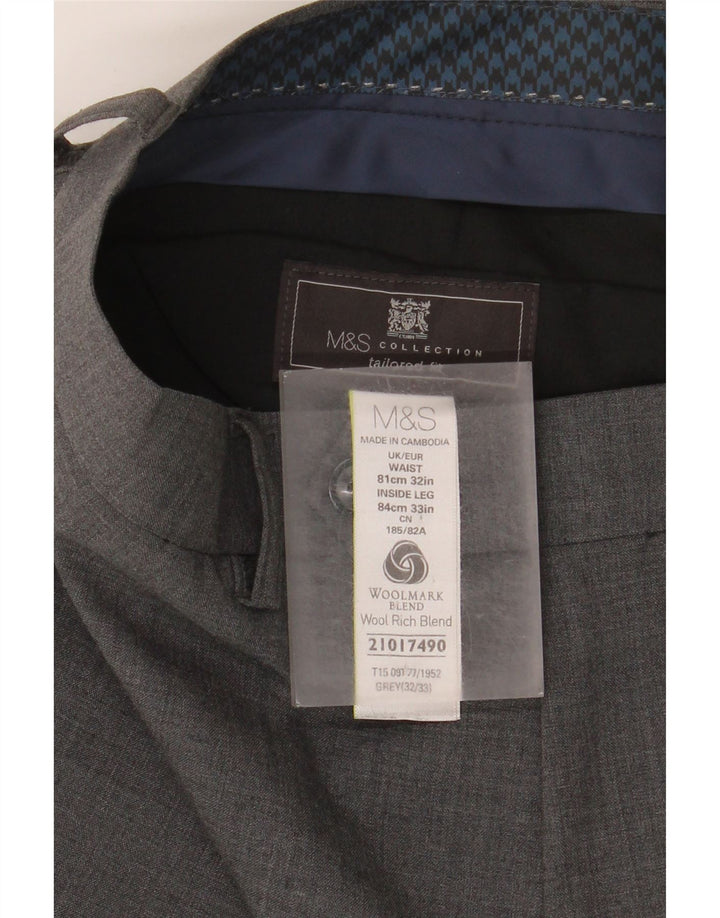 Marks & Spencer Herre Skræddersyet Fit Slim Suit Bukser W32 L33 Grå Uld