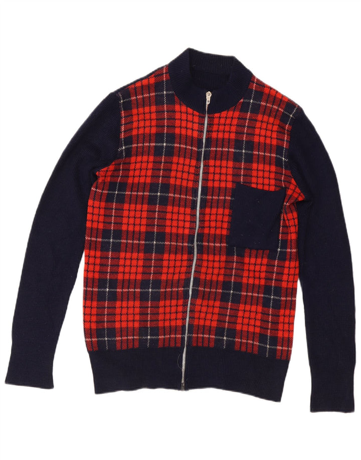 Vintage herre cardigan sweater IT 54 XL Navy Blue Check