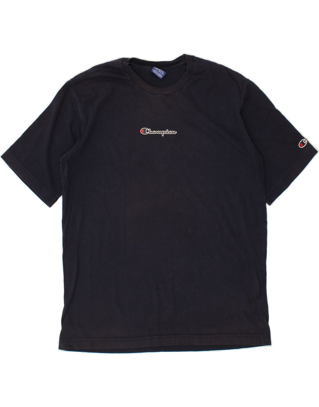 CHAMPION Mens Graphic T-Shirt Top Small Navy Blue Cotton Vintage Champion and Second-Hand Champion from Messina Hembry 