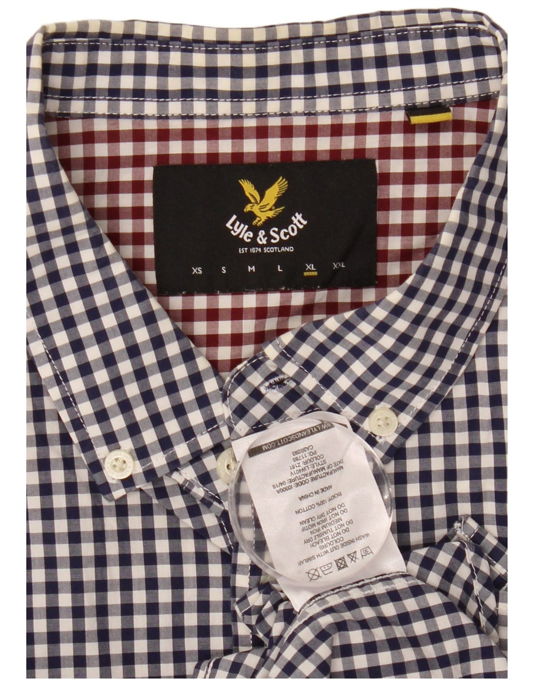 LYLE & SCOTT Herreskjorte XL Marineblå Gingham Bomuld