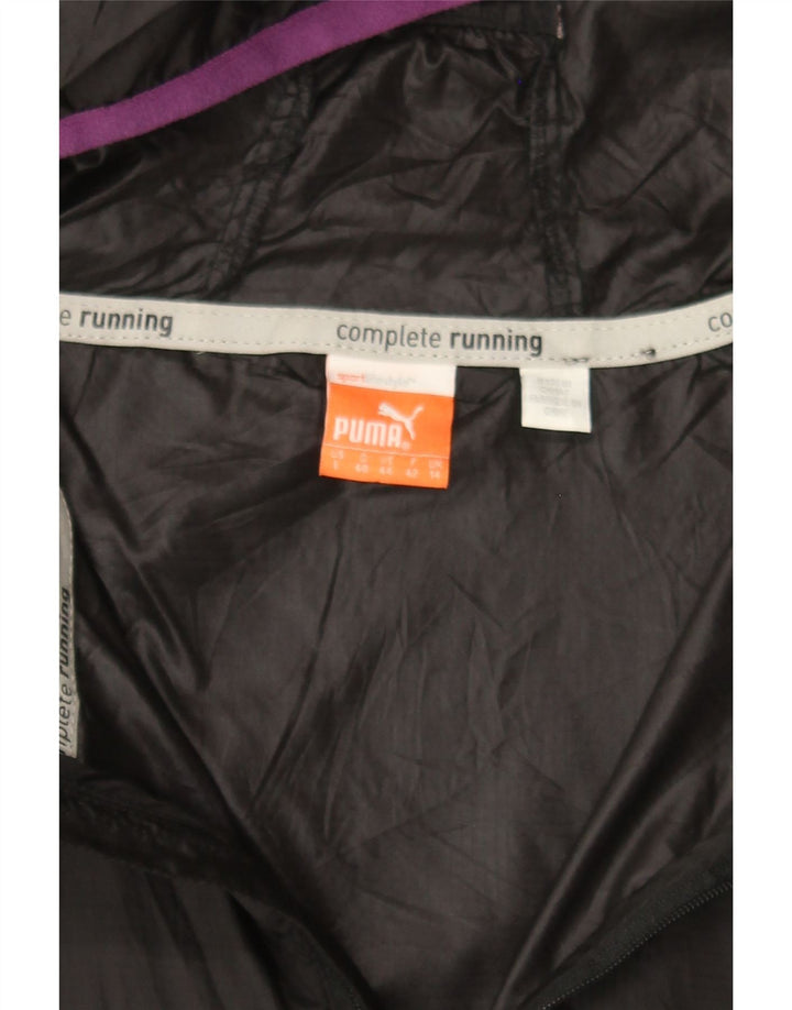 PUMA Womens Hooded Rain Jacket UK 14 Large Black Nylon Vintage Puma and Second-Hand Puma from Messina Hembry 