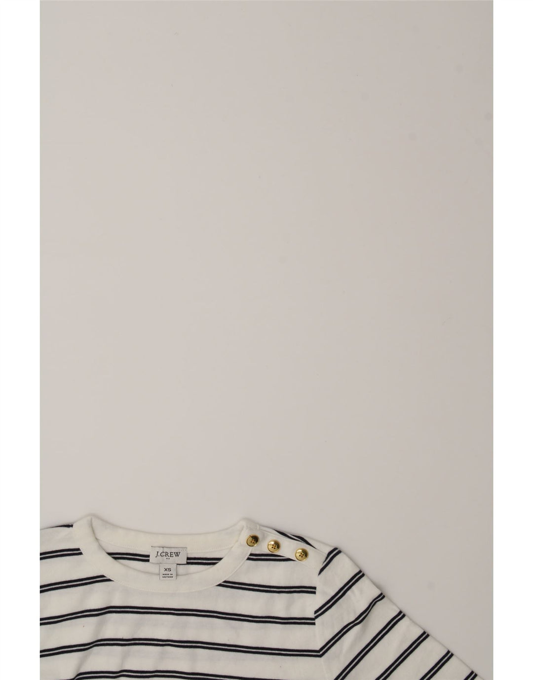 J. CREW Womens Top Long Sleeve UK 10 Small White Striped Cotton Vintage J. Crew and Second-Hand J. Crew from Messina Hembry 