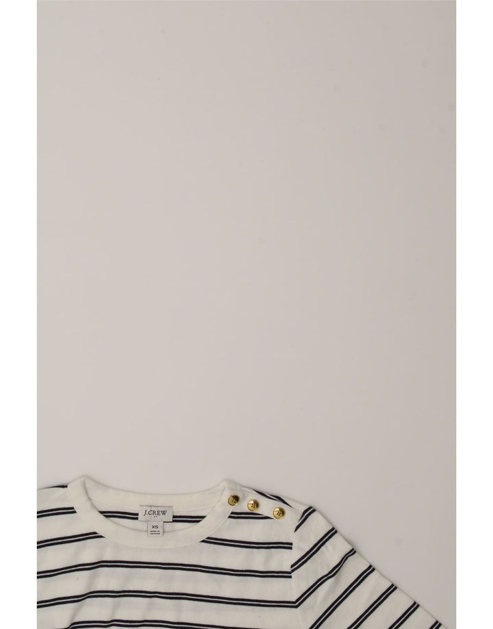 J. CREW Womens Top Long Sleeve UK 10 Small White Striped Cotton Vintage J. Crew and Second-Hand J. Crew from Messina Hembry 