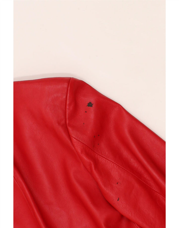 VINTAGE Womens 2 Button Leather Blazer Jacket EU 36 Small Red Leather Vintage Vintage and Second-Hand Vintage from Messina Hembry 