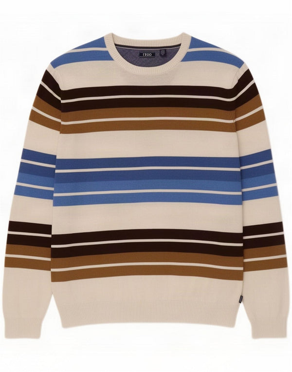 Izod Herre Boat Neck sweater XL Flerfarvet stribet bomuld