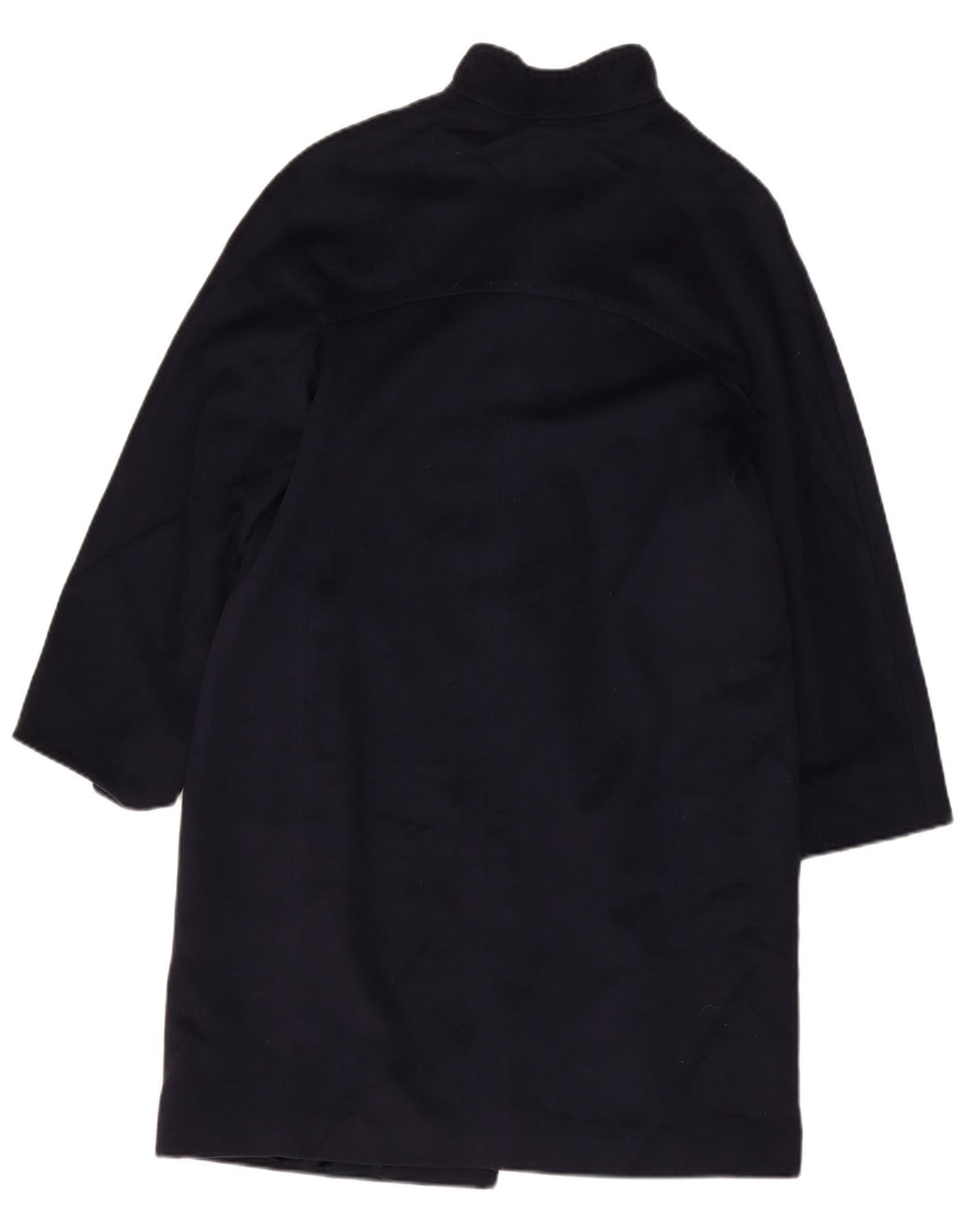 Max Mara Dame Overfrakke UK 16 Large Navy Blue Virgin Wool