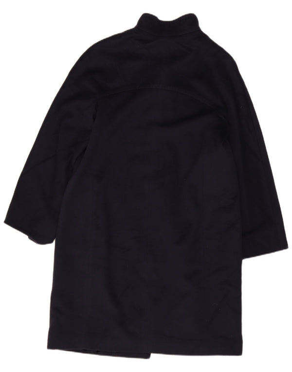 Max Mara Dame Overfrakke UK 16 Large Navy Blue Virgin Wool