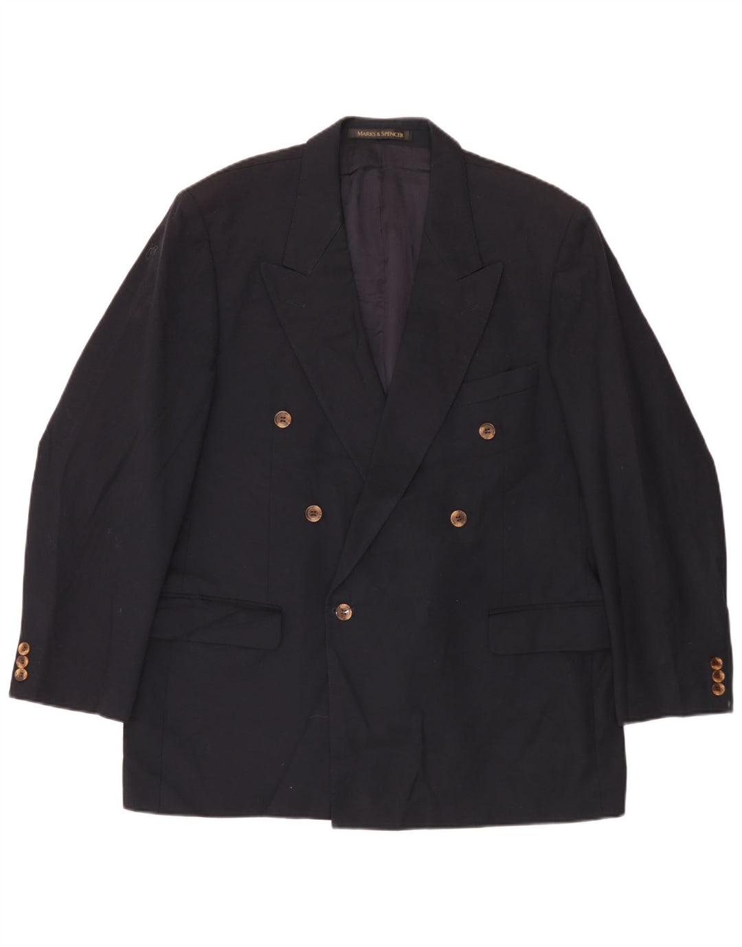 Marks & Spencer Herre Double Breasted Blazer Jacket UK 44 XL Navy Blue