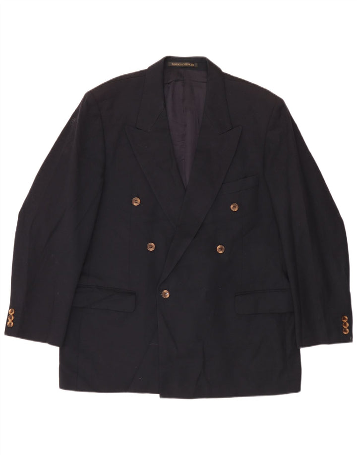 Marks & Spencer Herre Double Breasted Blazer Jacket UK 44 XL Navy Blue