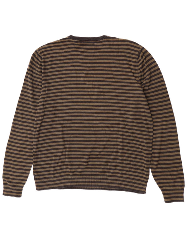 Vans Herre Crew Neck Jumper Sweater XL Khaki Stribet Bomuld
