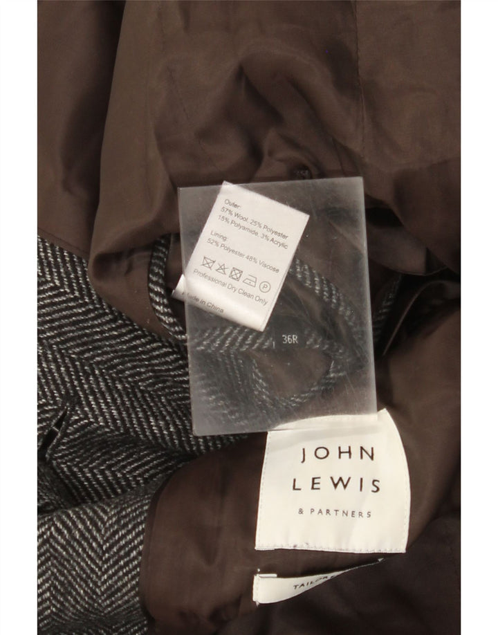 John Lewis Herre Skræddersyet Regular Fit Overfrakke UK 36 Small Grey Herringbone