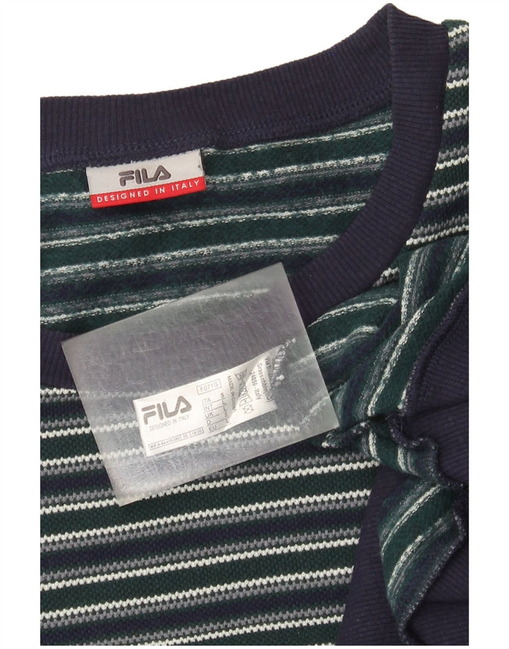 Fila Herre rund hals sweater stor marineblå stribet bomuld