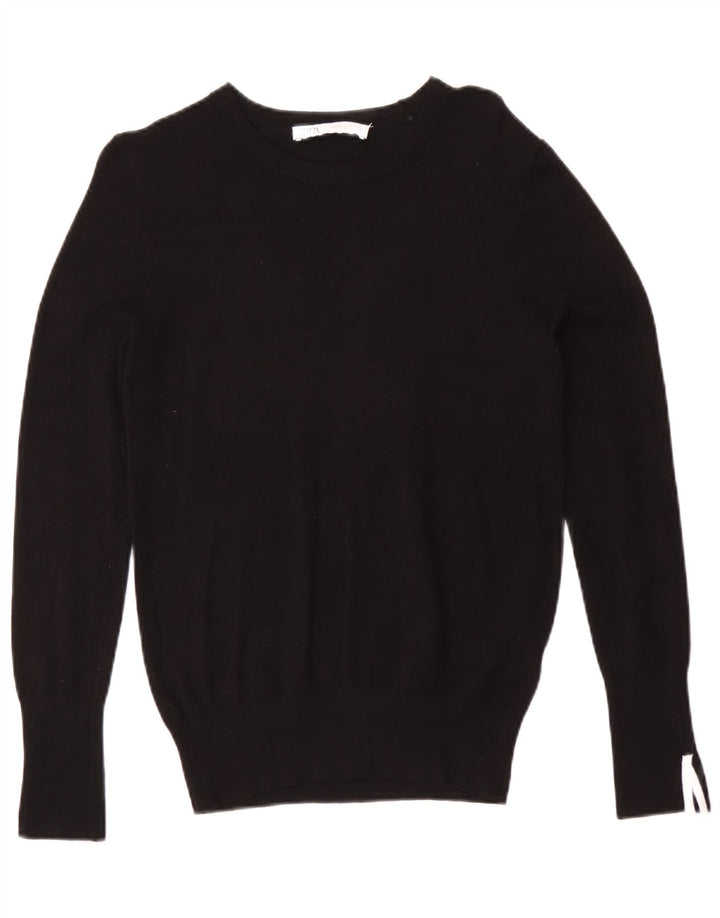Zara Dame Boat Neck Jumper Sweater UK 12 Medium Black Viscose