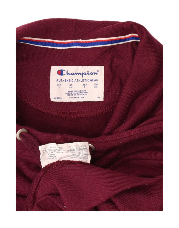 CHAMPION Womens Graphic Hoodie Jumper UK 16 Large Maroon Polyester Vintage Champion and Second-Hand Champion from Messina Hembry 