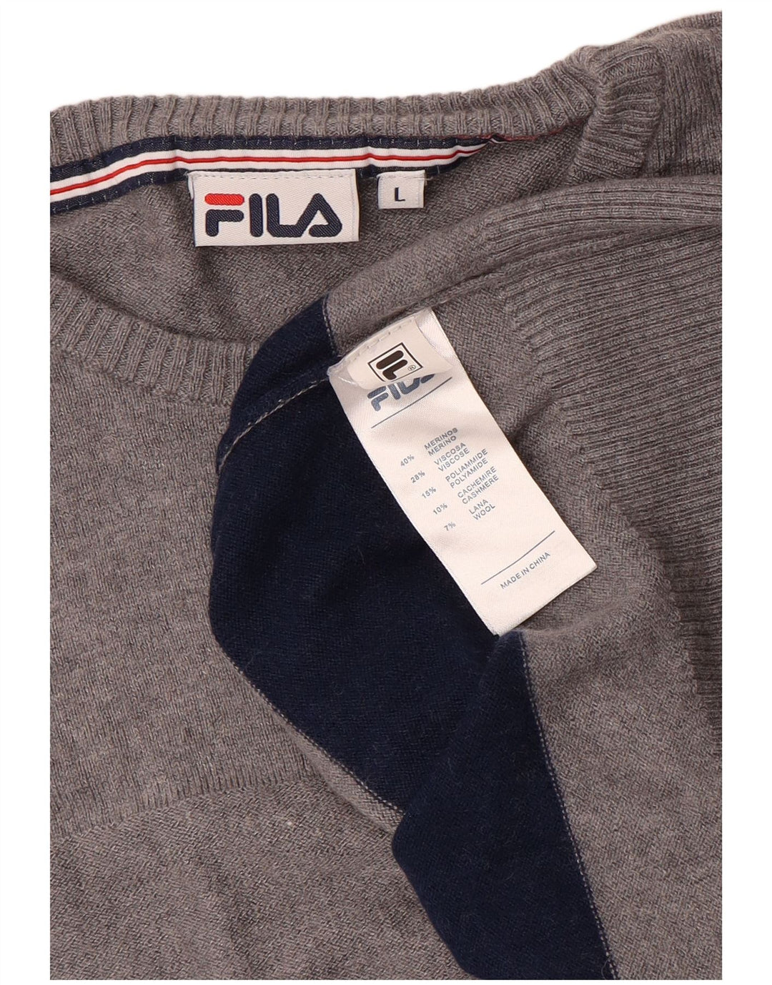 Fila dame sweater med rund hals DK 16 Stor grå stribet uld