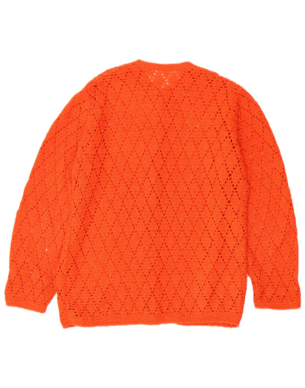 Vintage hæklet cardigan sweater til kvinder UK 14 Medium Orange