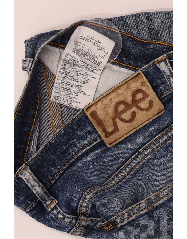 Lee Mens Brooklyn Straight Jeans W33 L34 Blå Bomuld