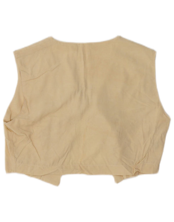 Vintage dame ærmeløs Bolero Top UK 14 Medium Yellow Cupro