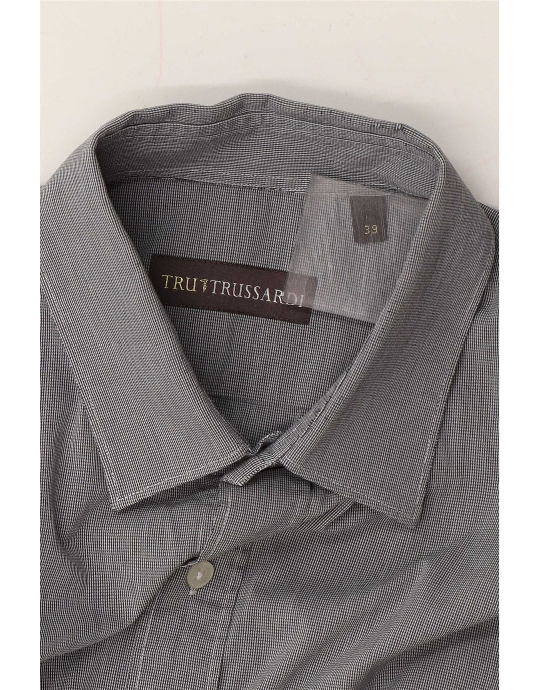Trussardi herreskjorte str. 39 Medium Grey Houndstooth