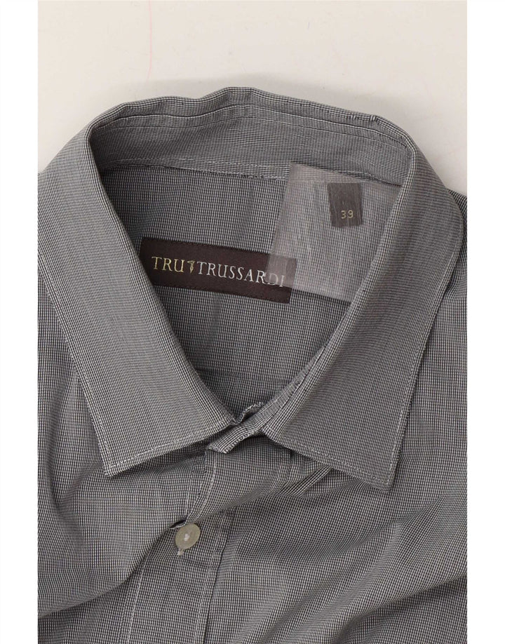 Trussardi herreskjorte str. 39 Medium Grey Houndstooth