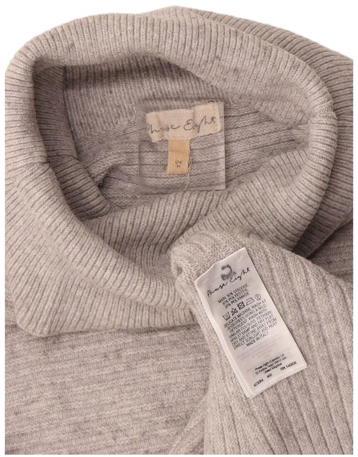 Phase Eight Dame Crop Roll Neck Jumper Sweater UK 14 Medium Grey Viscose