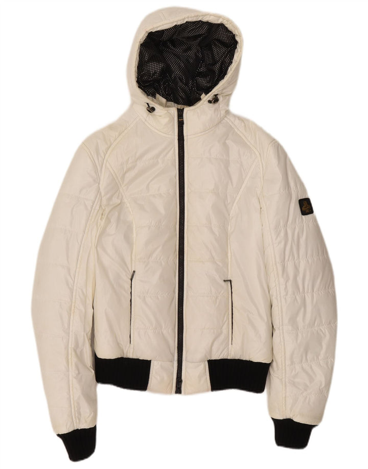 Refrigiwear Womens Hooded Bomber Polstret Jakke UK 14 Large White Polyester