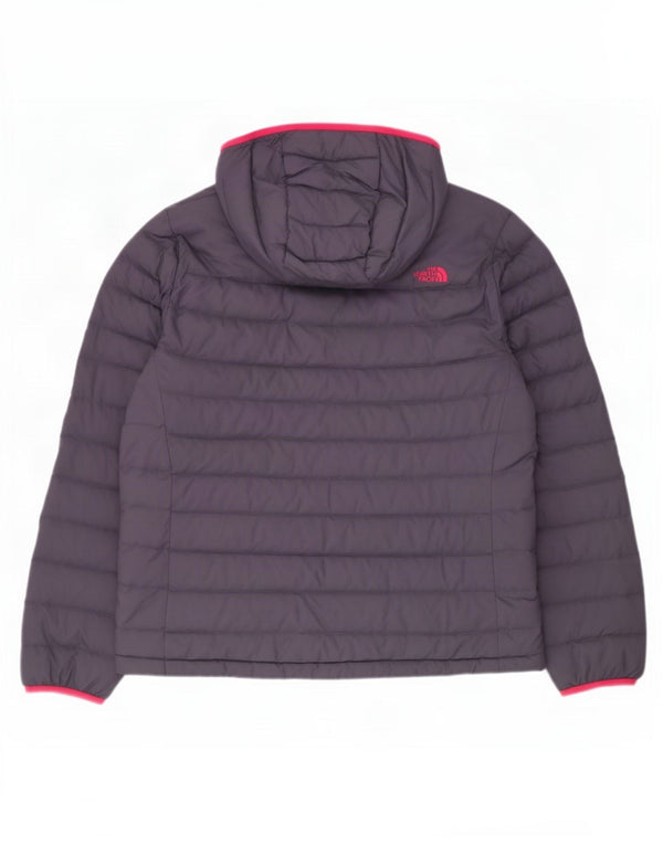 The North Face Womens Hooded Padded Jacket UK 16 Large Grey Nylon