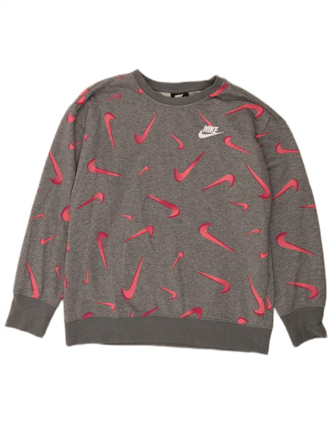 NIKE piger grafisk sweatshirt trøje 13-14 år XL Grå Geometrisk