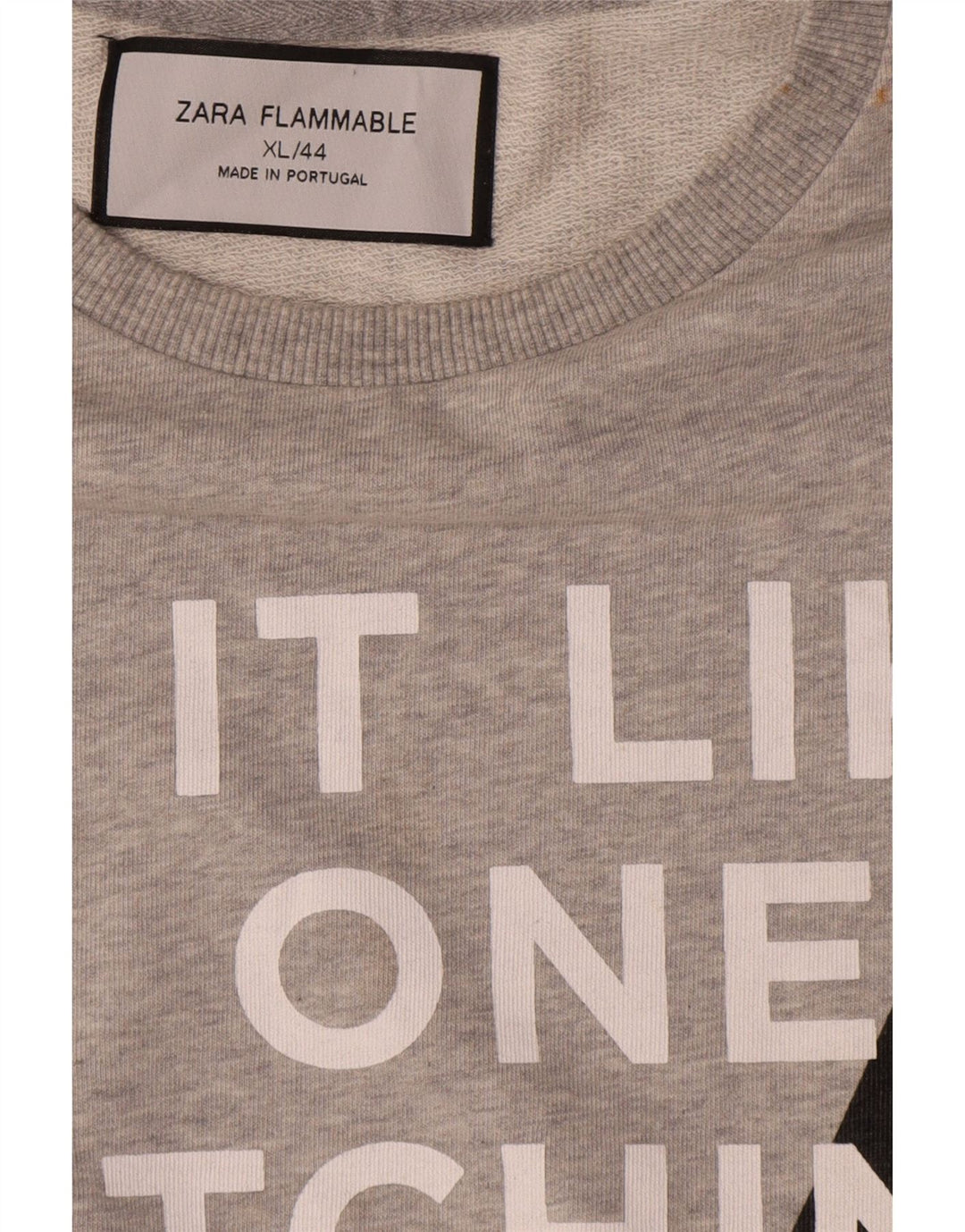 Zara Herre Grafisk Sweatshirt Jumper XL Grå Bomuld