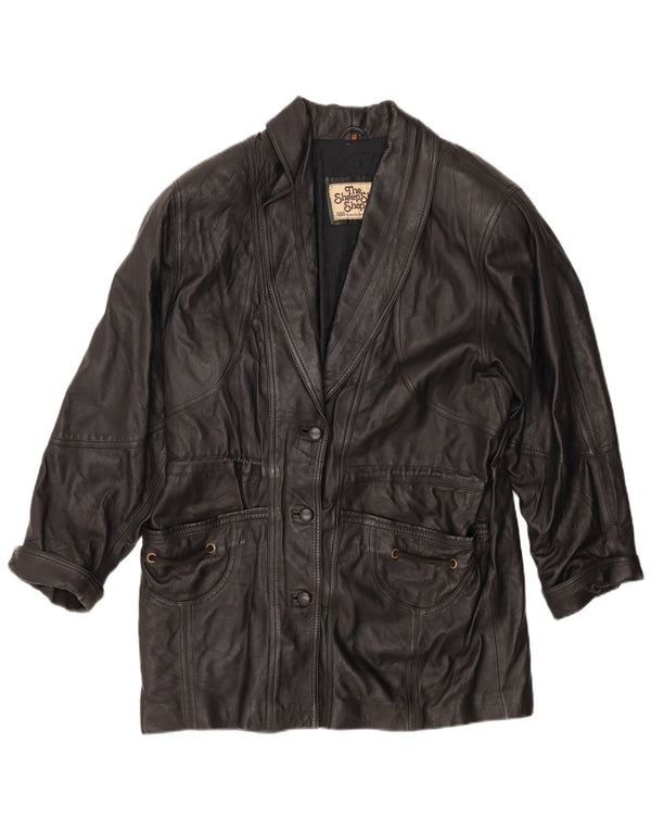 Vintage læderfrakke til kvinder EU 44 XL sort læder