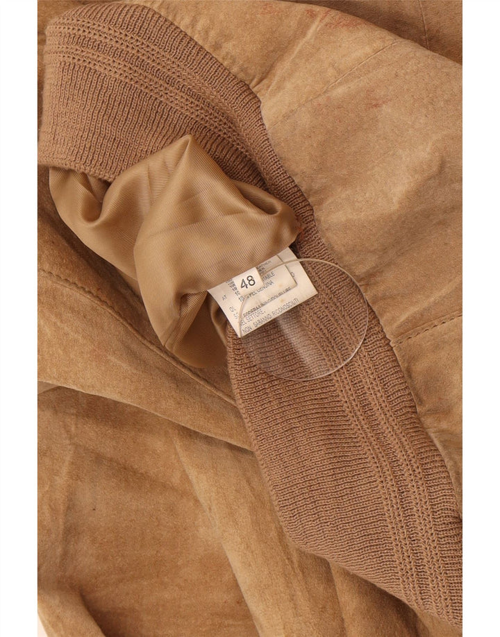 Vintage herre ruskind bomberjakke EU 48 medium beige læder