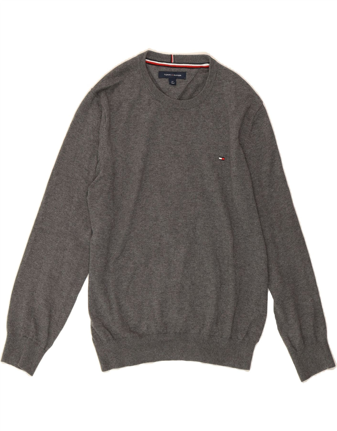TOMMY HILFIGER Mens Crew Neck Jumper Sweater Small Grey Cotton Vintage Tommy Hilfiger and Second-Hand Tommy Hilfiger from Messina Hembry 