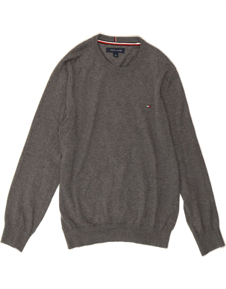 TOMMY HILFIGER Mens Crew Neck Jumper Sweater Small Grey Cotton Vintage Tommy Hilfiger and Second-Hand Tommy Hilfiger from Messina Hembry 
