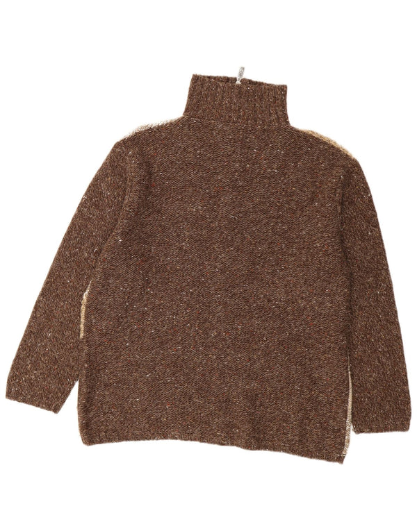 Landhaus Womens By C&A Zip Neck Jumper Sweater UK 14 Large Brown Retro