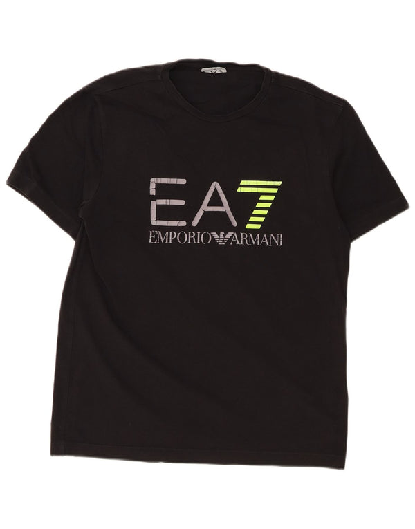 Emporio Armani Herre grafisk T-shirt Top Medium Sort Bomuld