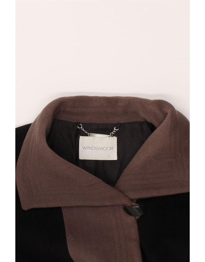 WINDSMOOR Womens Overcoat UK 16 Large Black Colourblock Wool Vintage Windsmoor and Second-Hand Windsmoor from Messina Hembry 