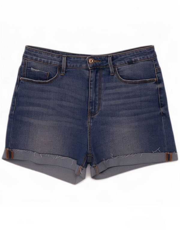 Stradivarius Womens High Rise Denim Shorts UK 10 Small W28 Blue Polyester