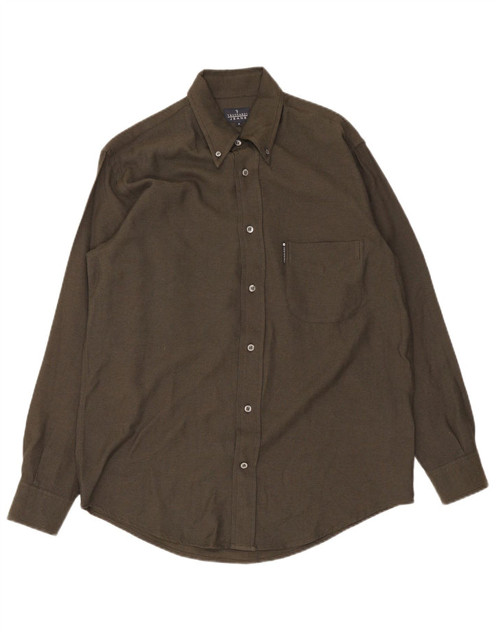 Trussardi herreskjorte lille Khaki Viscose